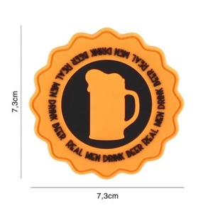 3D PVC Rubber Patch Drink beer orange Klett Abzeichen Applikation - Bild 1 von 1