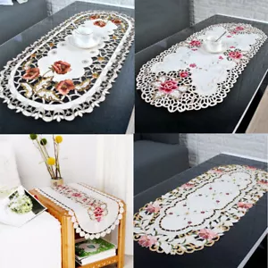 40x85cm Vintage Embroidered Lace Tablecloth Floral Table Runner Wedding Party - Picture 1 of 43