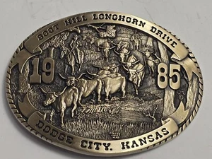 Vintage Boot Hill Longhorn Drive Dodge City Kansas 1985  Belt Buckle # 319 - Picture 1 of 9