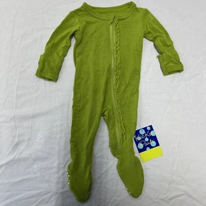 Kickee Pants Ruffle Footie Sleeper Baby Girls Sz NB Zip Green Meadow NEW - Picture 1 of 4