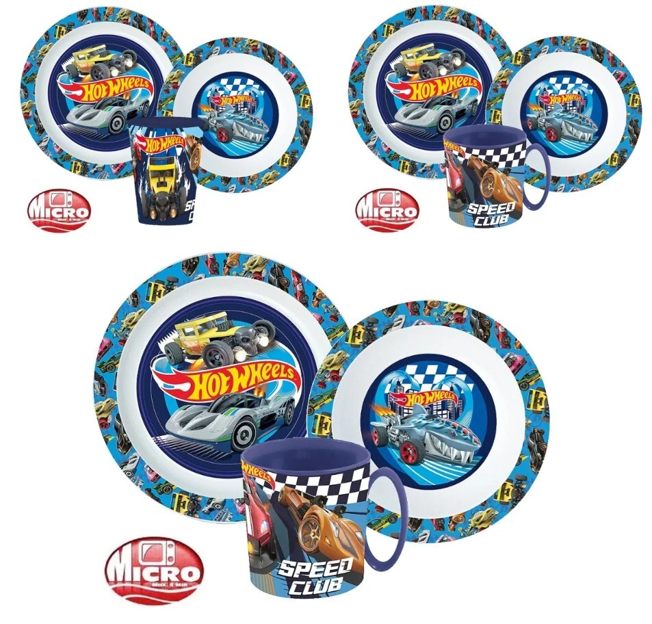 Hot Wheels Kindergeschirr Set 3 tlg. Frühstücksset Geschirrset Mikrowelle ☆ - Bild 1 von 1