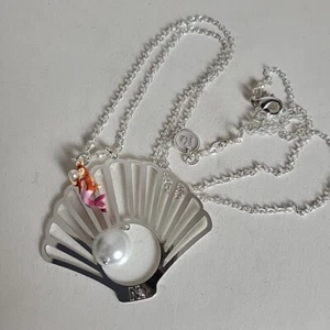 Les Nereides Silver Tone Pearl Mermaid Shell Necklace - Picture 1 of 9
