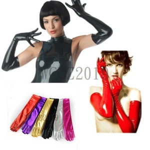 Women's PVC Opera Long Gloves Wet Look Shiny Novelty Party Costume Gloves - Picture 1 of 24