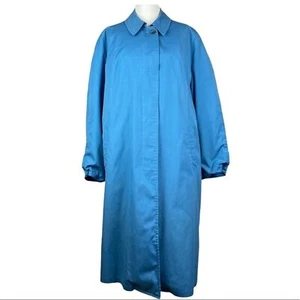 London Fog Trench Coat Womens Size 16 Blue Alcapa Button Up - Picture 1 of 12