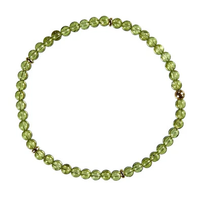 Peridot Armband - Olivin Armband - 4mm Edelsteinarmband -Perlenarmband grün D144 - Bild 1 von 4