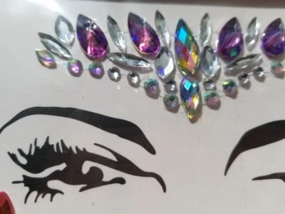 Festival EDC NYE Rave Cara Adhesiva Joyas Cristal Gemas Estrás Pegatina Foto 1 de 4