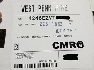 West Penn Wire 4246 23/4P CAT6 UTP Riser Network Cable CMR Violet /100ft - Picture 1 of 10