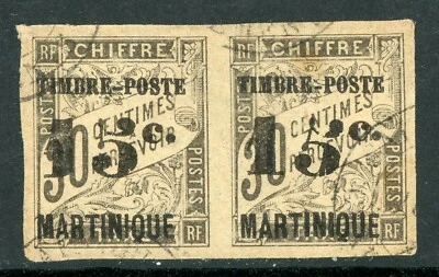 Martinique 1891 French Colony 15¢/30¢ Black Sc #25/25a "Slanting Five" VFU E100 - Image 1 of 4