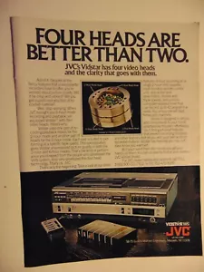 Videoregistratore a quattro teste JVC Vidstar 1980 pubblicità stampa d'epoca - Foto 1 di 1