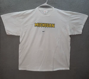 Vintage Michigan Wolverines Shirt Adult Extra Large White Nike Center Swoosh 90s - Picture 1 of 8