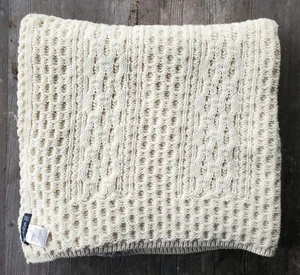 Ireland's Eye Dublin 100% Wool Fisherman Cable Throw Cream - NEW - Picture 1 of 4