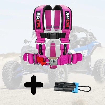 5 Point Safety Harness 3" w/Bypass Plug fits CAN-AM Commander Maverick X3 PINK - Image 1 of 4