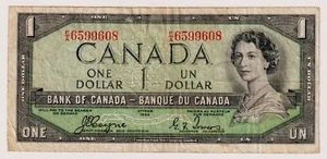 CANADA $1 1954 BC-29a / P-66a  QE II Circulated DEVIL'S FACE 👿  E/A 6599608 - Picture 1 of 3
