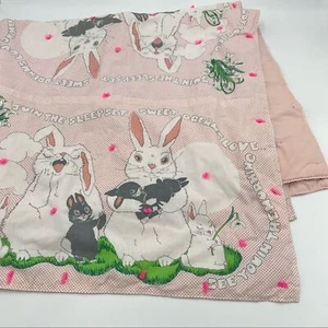 Vintage Handarbeit Sleepy Bunny Babydecke Überwurf Quilt Kawaii Hasen Ostern - Bild 1 von 14