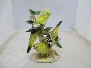 Vintage Lipper & Mann Japan Ceramic Yellow Double Parakeet Birds Figure - Picture 1 of 10