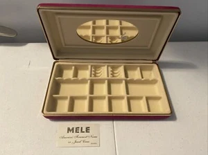 MELE königsblau SAMT Reise Schmuckkästchen Etui gefüttert Muschel Muschel Stil 9" Vintage - Bild 1 von 8