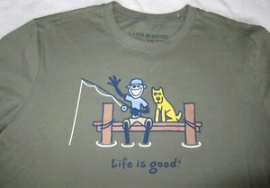Life is Good Fisch Angeln Hund Jake Herren SS T-Shirt Tee Neu mit Etikett Gr. Medium M - Bild 1 von 2