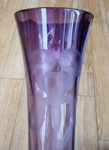 Art Nouveau Moser tall purple intaglio cut Iris vase. - Picture 1 of 9