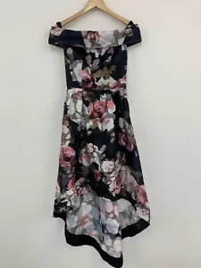 Chi Chi London Monty Floral Dress Dip Hem Black UK 10 NEW RRP £80 - Picture 1 of 13