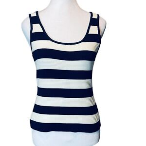 Anthropologie Marled Knit Scoop Neck Ribbed Blue Striped Tank Small Stretch New