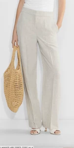 Pantalone donna Aritzia the limitless lino naturale ecrù gamba larga taglia 12 - Foto 1 di 6