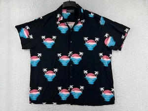 No Boundaries Shirt Mens 3XL XXXL Black Blue Pink Beach Sunset Print 100% Rayon - Picture 1 of 14