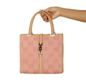 Gucci Pink & Beige GG Canvas Jackie Tote - Picture 1 of 10
