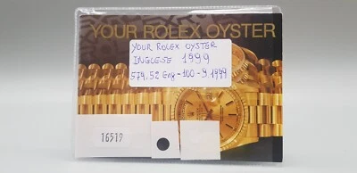 ROLEX CONTRO SCATOLA STIK 16519 DAYTONA + BOOKLET YOUR ROLEX OYSTER 1999 - Immagine 1 di 4