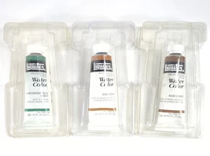 Three 15 ml Liquitex Professional Watercolors Oxide Green, Raw Sienna, Raw Umber - Picture 1 of 8