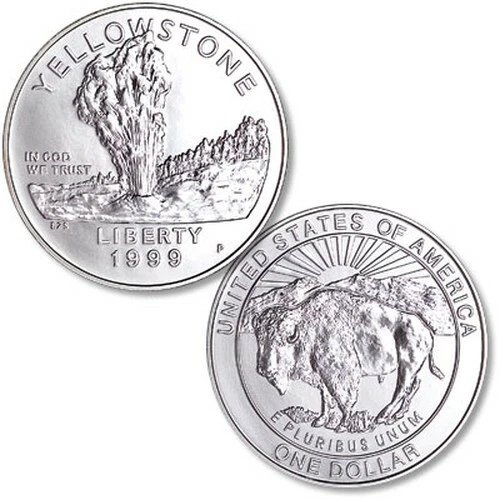(1) 1999 P Yellowstone National Park Silver $1 Dollar MS/UNC Coin (CAPSULE ONLY) - Image 1 of 1