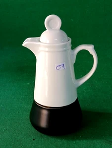 CAFFETTIERA VINTAGE ACCIAIO INOX E PORCELLANA BIANCA DECORATA 2/3 TZ. CT9 - Picture 1 of 8