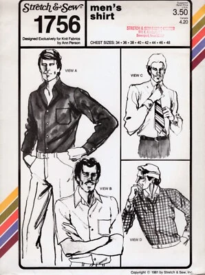 Men's Button Front Shirts Stretch & Sew Pattern 1756 Ann Person - Image 1 of 2