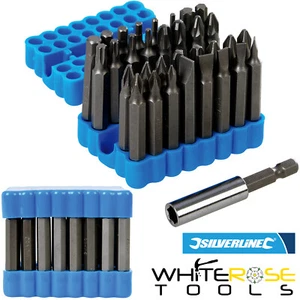 Silverline Screwdriver Bit Set 50mm 33 Pcs Slotted Phillips Trx Hex - Picture 1 of 5