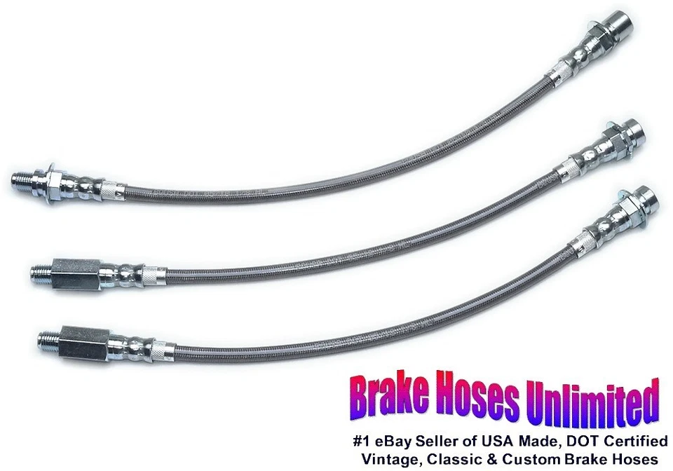 JUEGO MANGUERA FRENO ACERO INOXIDABLE Chevrolet Biscayne, 1967 1968, tambor Foto 1 de 1