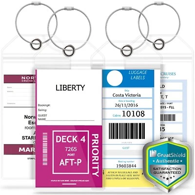 GREATSHIELD 4x Cruise Luggage Tag Holder for Princess Carnival Costa Holland P&O Norwegian