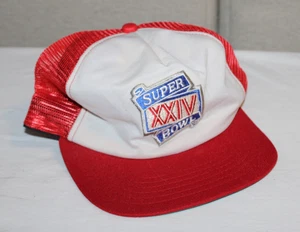 Sombrero de camionero trasero de malla vintage del Super Bowl XXIV San Francisco 49 Ers / Broncos - Imagen 1 de 18