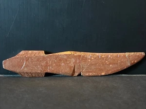 Plains Indian Fish Knife Pipestone Minnesota Mid Century Carved Catlinite Signed - Bild 1 von 8