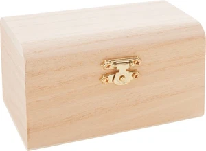 Baúl de madera VBS, madera en bruto, 12x8x6,5 cm - Imagen 1 de 4