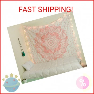 Raajsee Brillante Oro Rosa Rosa Tapiz Colgante de Pared Mandala-Habitación Bohemia De Foto 1 de 2