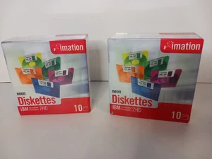X2 Imation Neon Floppy Diskettes IBM 1.44MB 2HD - 10Pk NEW Sealed - Picture 1 of 4