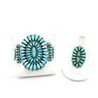 Southwest Signed Sterling Turquoise Cluster Cuff Bracelet Ring Lot of 2 #S5076-4