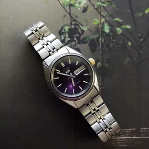 Orologio Vintage Donna Quadrante Nero Data Giorno 26mm Seiko Automatico Acciaio Inox - Foto 1 di 9