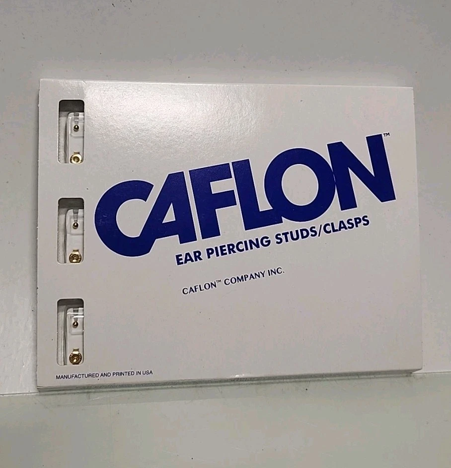 Paquete de 12 tachuelas/cierres perforadores de oreja esterilizados de oro de 24 k de carflón - N26 Foto 1 de 4