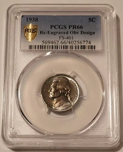 1938 Jefferson Nickel neu graviert Vorderseite Design FS-401 Proof PR66 PCGS GSH - Bild 1 von 4