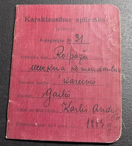Original Pre-War Latvian Army ID Papers KARLIS GAILIS Independence Medal RARE - Picture 1 of 9