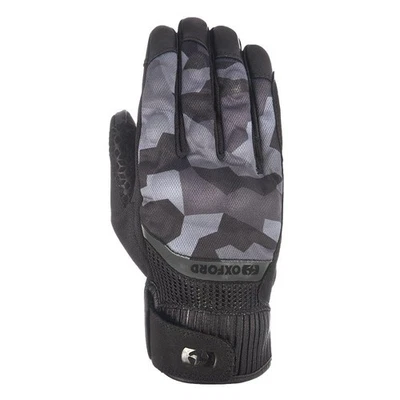 Oxford Byron Mens Motorcycle Short Gloves Summer Motorbike Vented Black Red Camo - Image 1 of 4