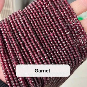 Cuentas de disco espaciador rondelle micro facetadas granate natural de 2x3 mm para hacer joyas - Imagen 1 de 6