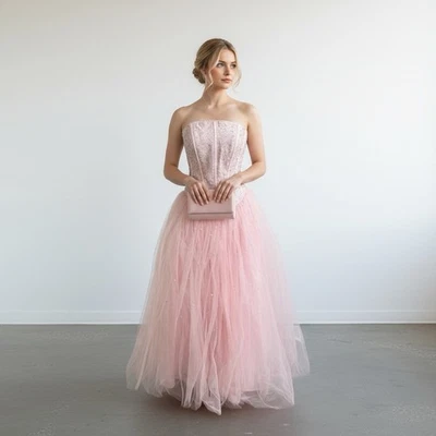 Vestido de Baile Feminino Vintage Lillie Rubin Tamanho 8 Wicked Glinda Cosplay Fada Etérea - Imagem 1 de 4