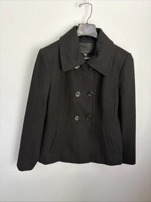 Abrigo/Chaqueta Attention Mezcla Lana Doble Pecho Negro Guisante Para Mujer M Foto 1 de 4