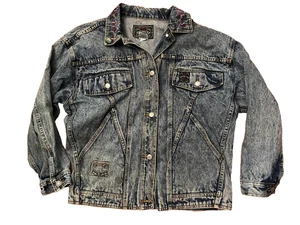 Jordache Concepts Jacket Medium Denim Jean Blue Acid Wash Retro 80s Rare Vintage - Picture 1 of 10